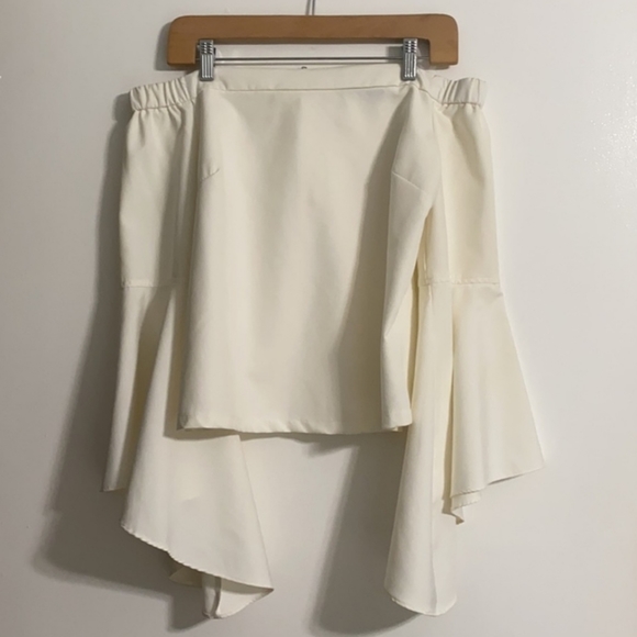 INA Cream/White Off The Shoulder  Exaggerated Bell Sleeve Top Size L - Picture 6 of 12